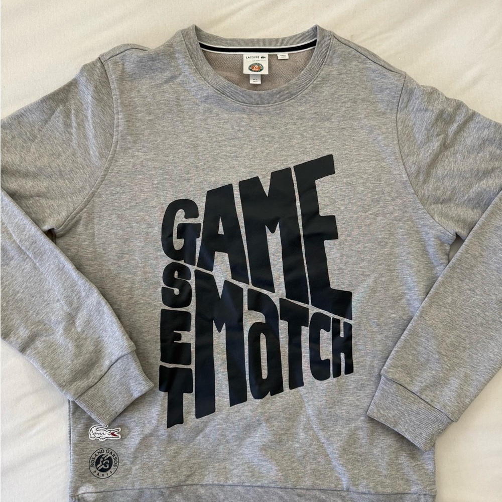 Lacoste Gray Crewneck Sweater - Roland Garros Edition!